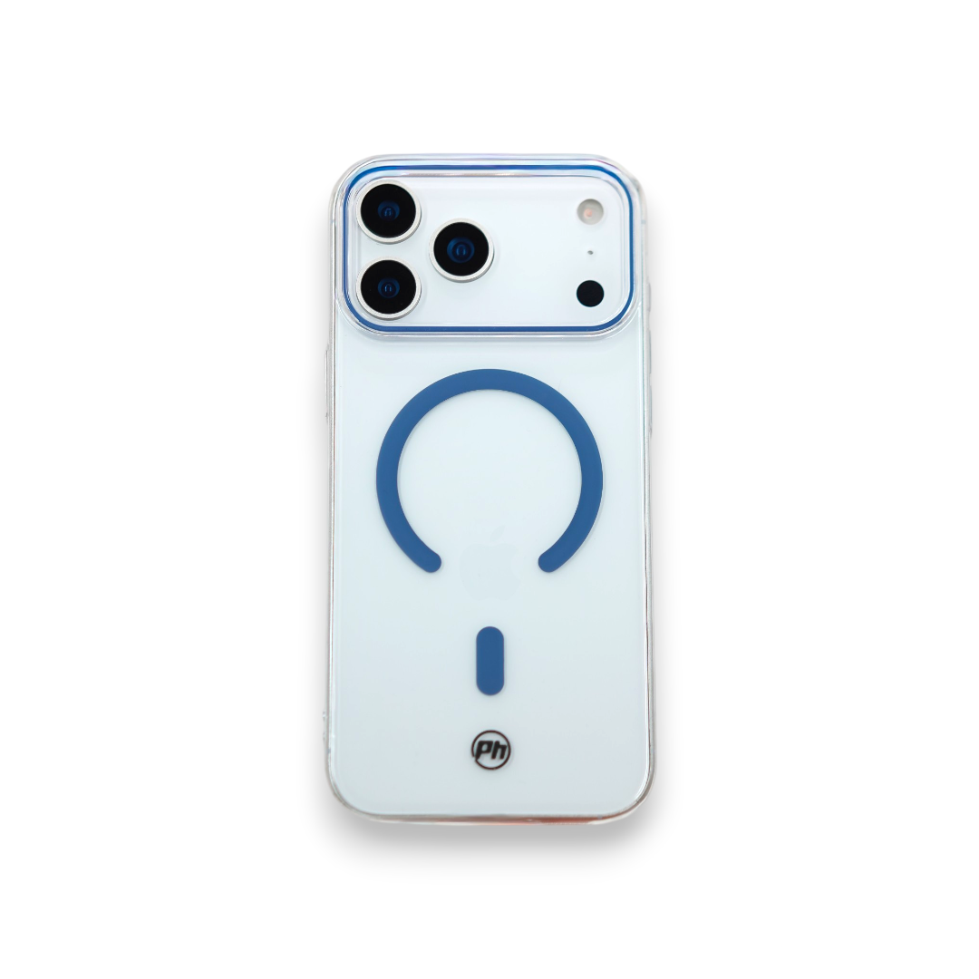 Case PH 17 Pro Max tranparente color azul