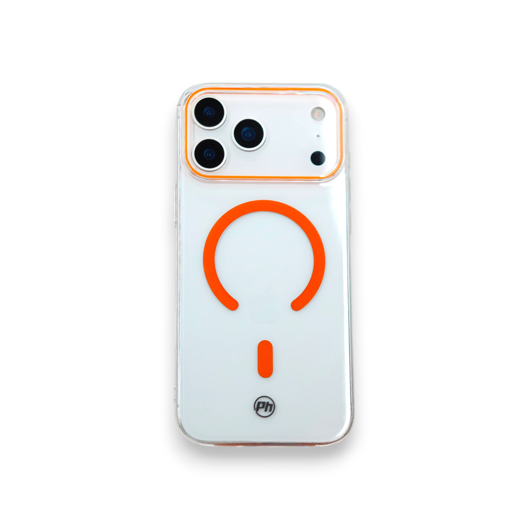 Case PH 17 Pro Max transparente color laranja