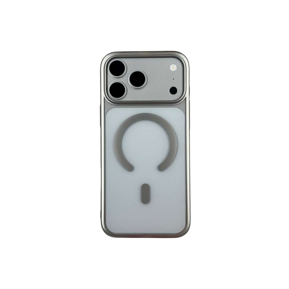 Case PH 17 Pro Max cinza com Bordas Metalizada fosca PH B408