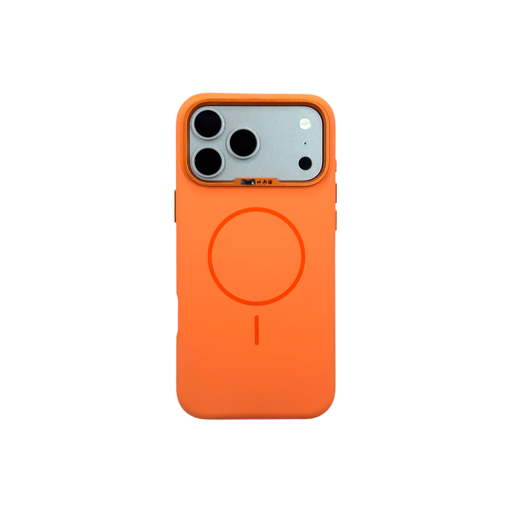 Case PH 17 Pro Max silicone líquido laranja com diamantes PH S098